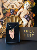 Pink Caladium Leaf Necklace